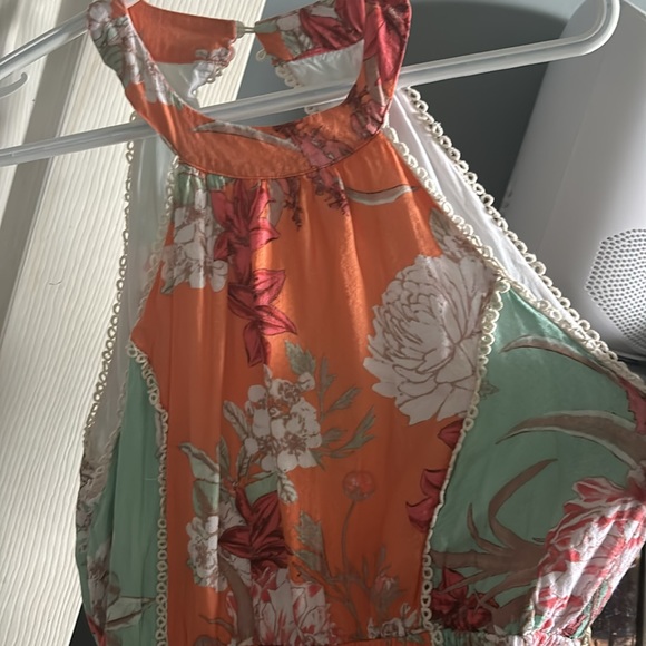 Orange and blue floral dress - Picture 2 of 3